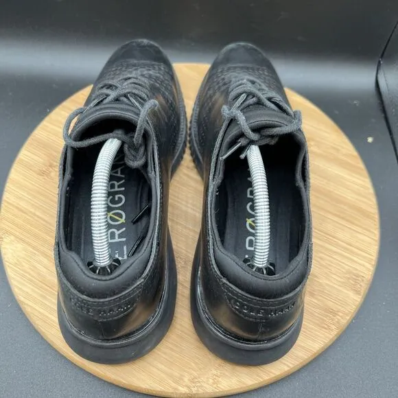 Cole Haan Mens Size 10.5 2.ZeroGrand Laser Wing Derby Black Leather Oxford Shoes