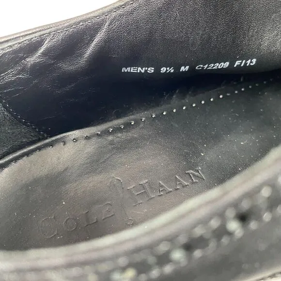 Cole Haan Men's Williams Wingtip Oxford Black Leather Lace Up Shoes Size 9.5 M