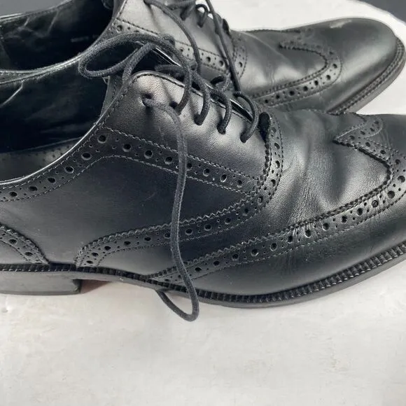 Cole Haan Men's Williams Wingtip Oxford Black Leather Lace Up Shoes Size 9.5 M