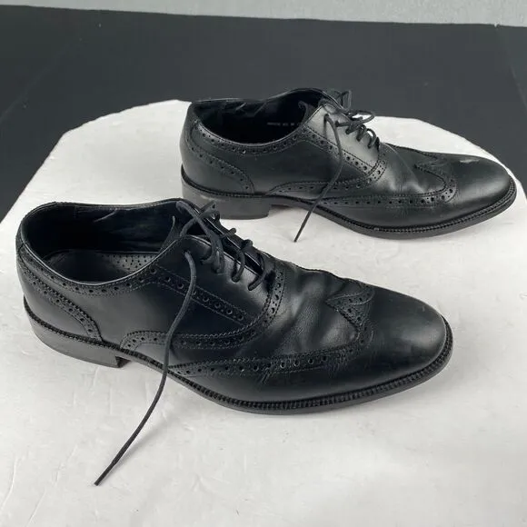Cole Haan Men's Williams Wingtip Oxford Black Leather Lace Up Shoes Size 9.5 M