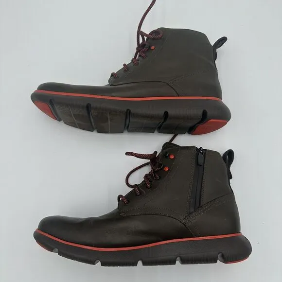 Cole Haan Mens Zerogrand Omni City Boots Water Proof Brown Lace Up Zip Size 11