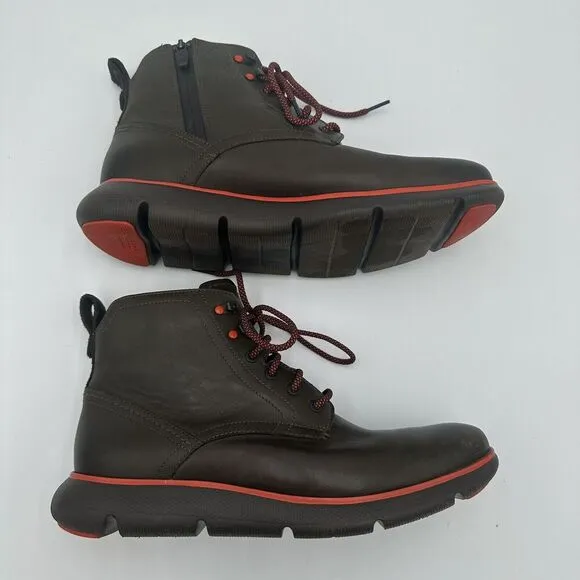 Cole Haan Mens Zerogrand Omni City Boots Water Proof Brown Lace Up Zip Size 11