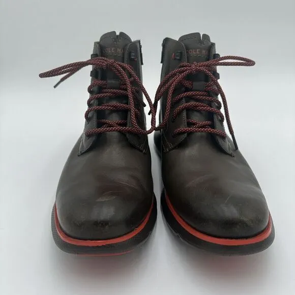Cole Haan Mens Zerogrand Omni City Boots Water Proof Brown Lace Up Zip Size 11