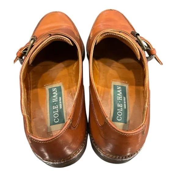 Cole Haan Monk Strap Brown Leather Slip On Dress Shoes Size 8.5