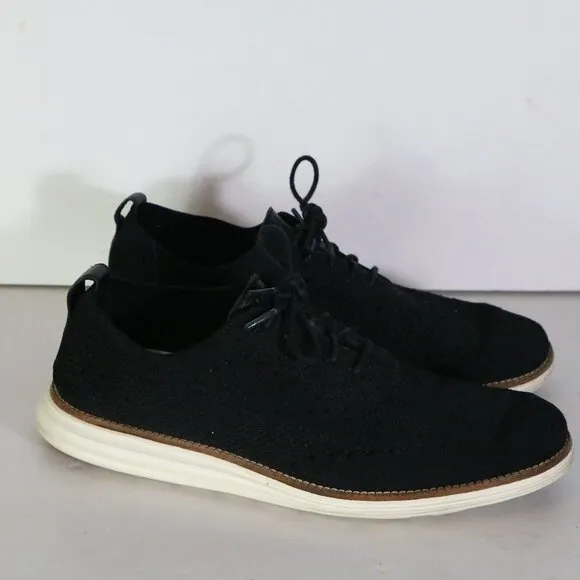 Cole Haan Original Grand Wingtip Oxford Shoes Mens 9.5 Black Stitchlite Ivory