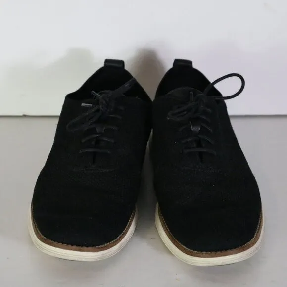 Cole Haan Original Grand Wingtip Oxford Shoes Mens 9.5 Black Stitchlite Ivory
