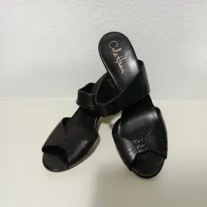 Cole Haan Peep Toe Black Wedges 9B