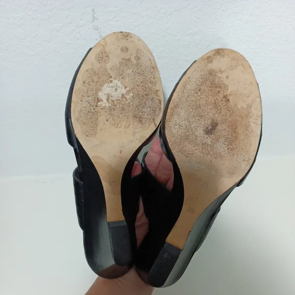 Cole Haan Peep Toe Black Wedges 9B