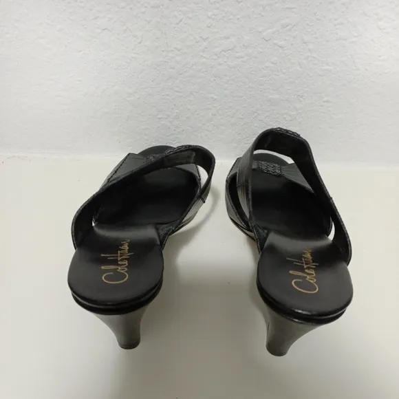 Cole Haan Peep Toe Black Wedges 9B
