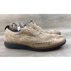 Cole Haan Øriginalgrand C31069 Men's 12M Brown Knit Lace Up Wingtip Oxford Shoes