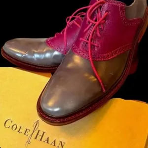 COLE HAAN Saddle Brown Two Tone Oxford Men's Lace Up Shoe 9M