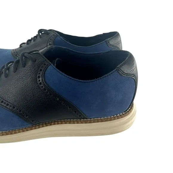 Cole Haan Shoes Mens 9.5 M Blue Suede Grand OS Saddle Oxford Two Tone Comfort