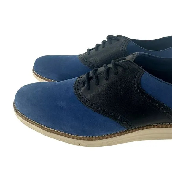 Cole Haan Shoes Mens 9.5 M Blue Suede Grand OS Saddle Oxford Two Tone Comfort