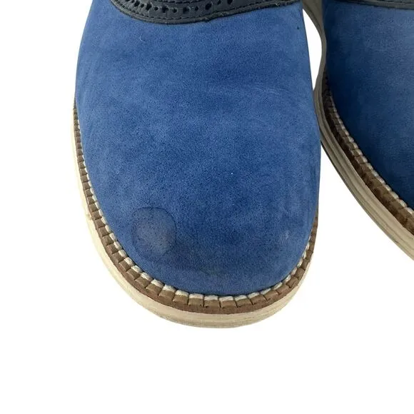 Cole Haan Shoes Mens 9.5 M Blue Suede Grand OS Saddle Oxford Two Tone Comfort