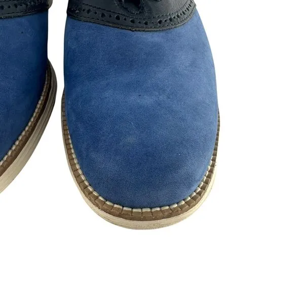 Cole Haan Shoes Mens 9.5 M Blue Suede Grand OS Saddle Oxford Two Tone Comfort