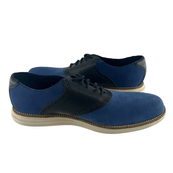 Cole Haan Shoes Mens 9.5 M Blue Suede Grand OS Saddle Oxford Two Tone Comfort