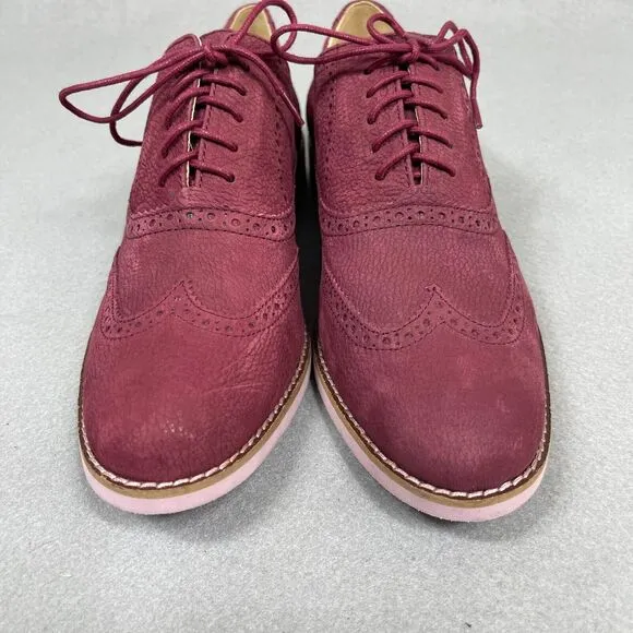 Cole Haan Shoes Womens Sz 10 Alisa Burgundy Suede Oxford Wingtip Brogue Lace Up