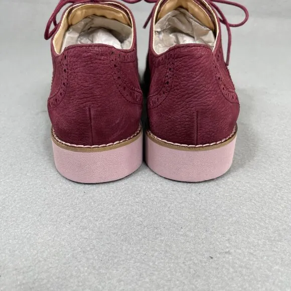 Cole Haan Shoes Womens Sz 10 Alisa Burgundy Suede Oxford Wingtip Brogue Lace Up