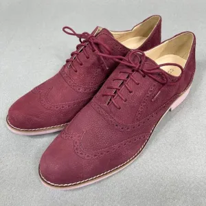 Cole Haan Shoes Womens Sz 10 Alisa Burgundy Suede Oxford Wingtip Brogue Lace Up
