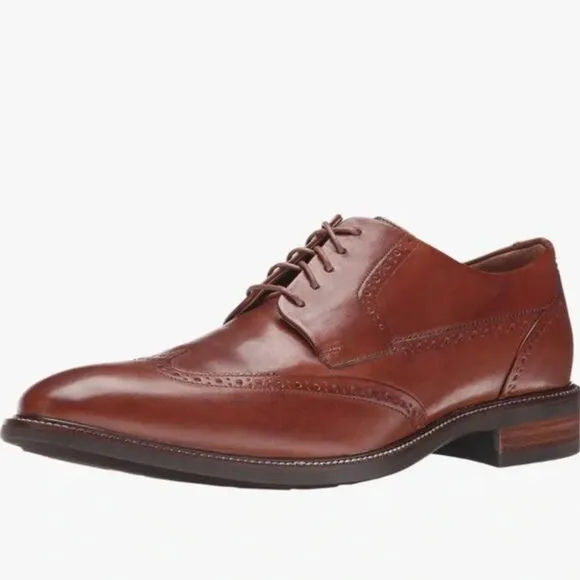 Cole Haan Tan Brown Wingtip Leather Lace Oxford Shoes Classic Formal 13 Wide