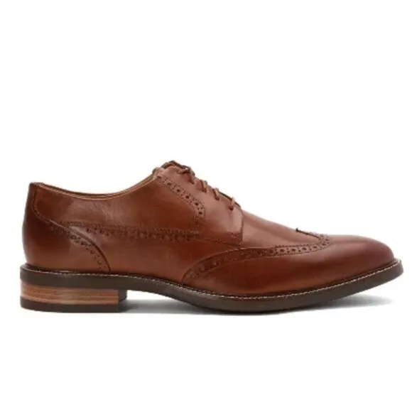 Cole Haan Tan Brown Wingtip Leather Lace Oxford Shoes Classic Formal 13 Wide