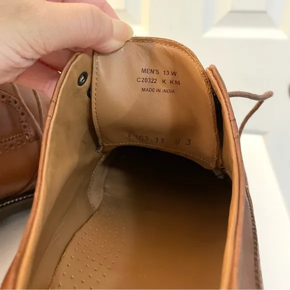 Cole Haan Tan Brown Wingtip Leather Lace Oxford Shoes Classic Formal 13 Wide
