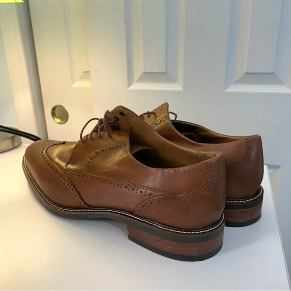 Cole Haan Tan Brown Wingtip Leather Lace Oxford Shoes Classic Formal 13 Wide