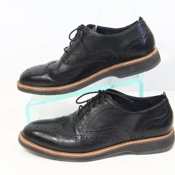 Cole Haan Wingtip Oxford Morris sz 9.5 Mens Black Leather Dress Shoes Grand OS