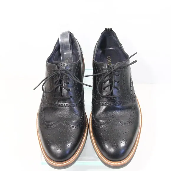 Cole Haan Wingtip Oxford Morris sz 9.5 Mens Black Leather Dress Shoes Grand OS