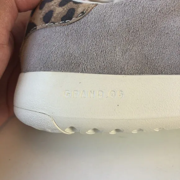 Cole Haan Women's Grandpro Sneaker Tennis Shoes Gray Leopard Print Back Size 8B