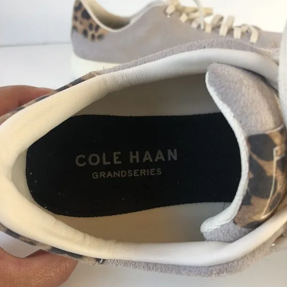 Cole Haan Women's Grandpro Sneaker Tennis Shoes Gray Leopard Print Back Size 8B