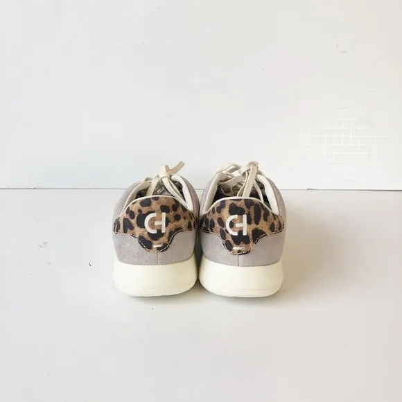 Cole Haan Women's Grandpro Sneaker Tennis Shoes Gray Leopard Print Back Size 8B