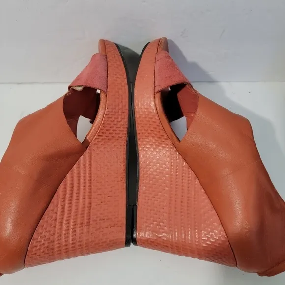 COLE HAAN X Nike Air Platform Wedges Brown Sz 8.5B Leather Open Toe Back Zip