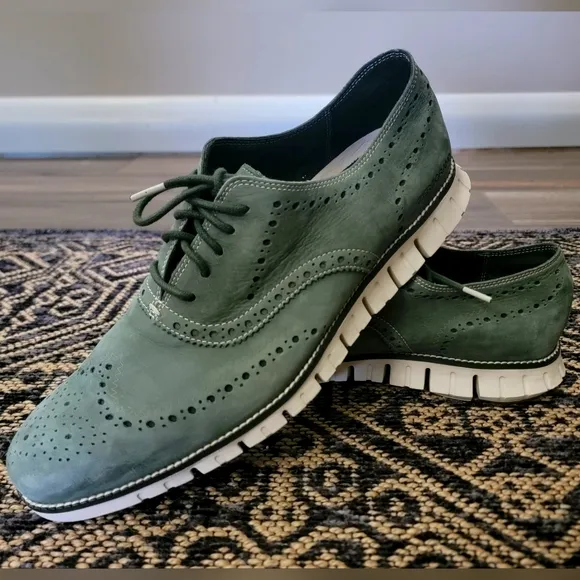 Cole Haan ZERØGRAND Mens Size 13 Green Stitchlite Wingtip Oxford Style Shoes.