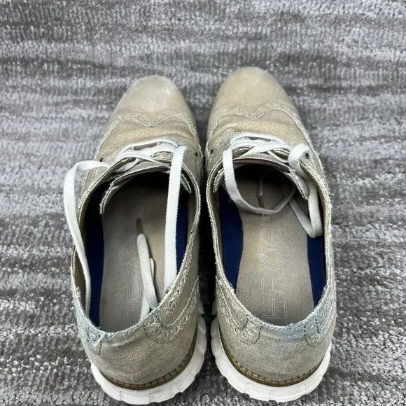 Cole Haan ZeroGrand Men's 9 M Beige Canvas Wingtip Derby Oxford Shoes