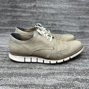 Cole Haan ZeroGrand Men's 9 M Beige Canvas Wingtip Derby Oxford Shoes