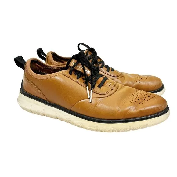 Cole Haan ZeroGrand Men’s 9M Laser Wingtip Brown Leather Oxford Style