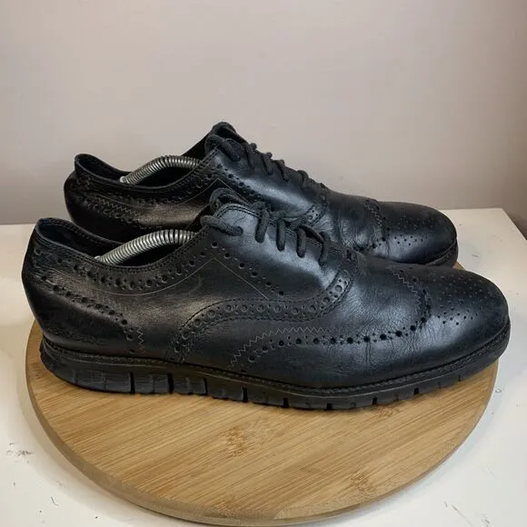 Cole Haan Zerogrand Wingtip Oxford Shoes Black Leather C20719 Mens Size 11 W