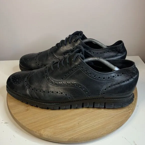 Cole Haan Zerogrand Wingtip Oxford Shoes Black Leather C20719 Mens Size 11 W