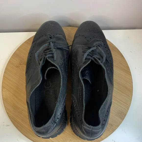 Cole Haan Zerogrand Wingtip Oxford Shoes Black Leather C20719 Mens Size 11 W