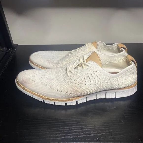 Cole Haan ZeroGrand Wingtip Oxford Stitchlite White Knit Size 9.5  Mens Shoes