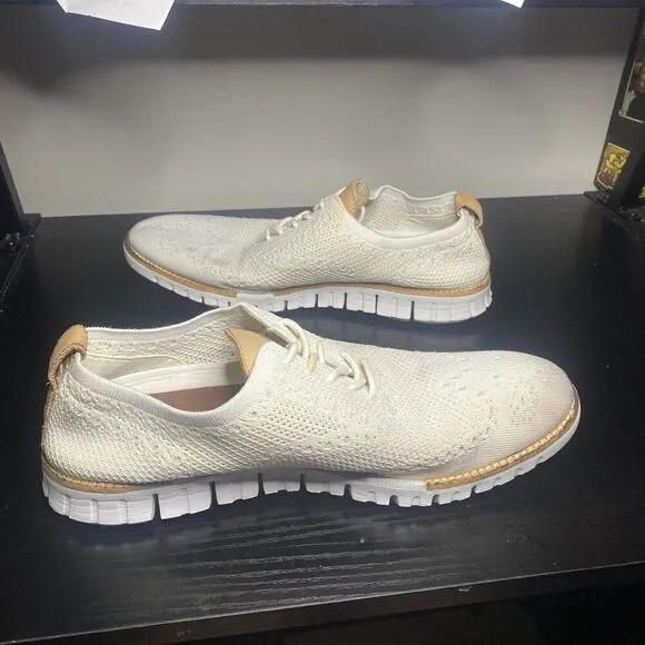 Cole Haan ZeroGrand Wingtip Oxford Stitchlite White Knit Size 9.5  Mens Shoes