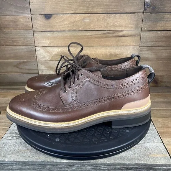 Cole Haan Mens Size US 8 Wide Davidson Grand Wingtip Oxford Brown Leather Shoes