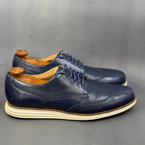 Cole Haan Men's Original Grand Wingtip Oxford blue leather shoes size 12