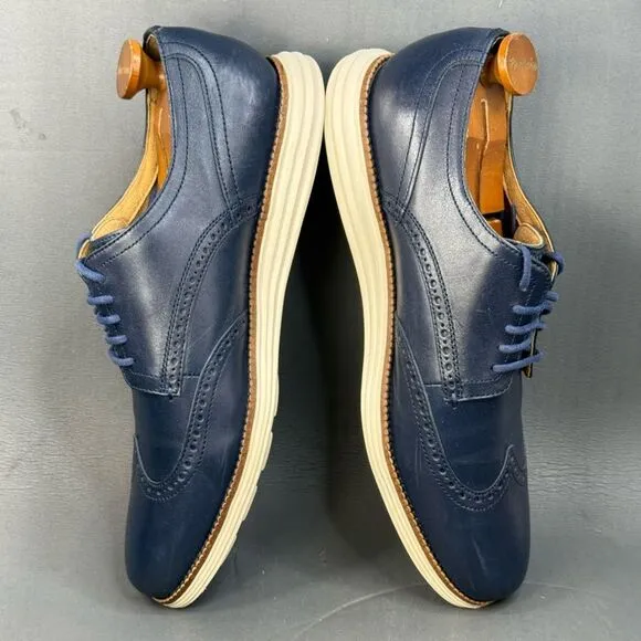 Cole Haan Men's Original Grand Wingtip Oxford blue leather shoes size 12