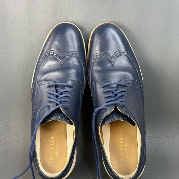 Cole Haan Men's Original Grand Wingtip Oxford blue leather shoes size 12