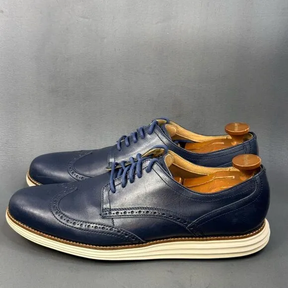Cole Haan Men's Original Grand Wingtip Oxford blue leather shoes size 12