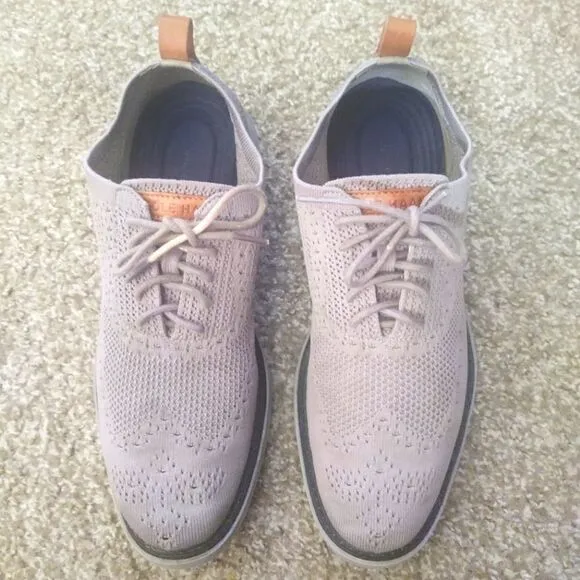 Cole Haan Men's Grand Evolution Gray Stitchlite Wingtip Oxford Shoes Size 9.5