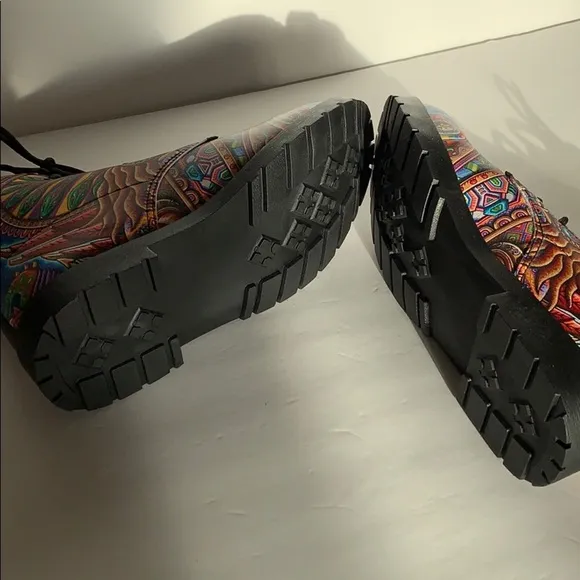 Colorful Graphic Vegan Leather Combat Boots