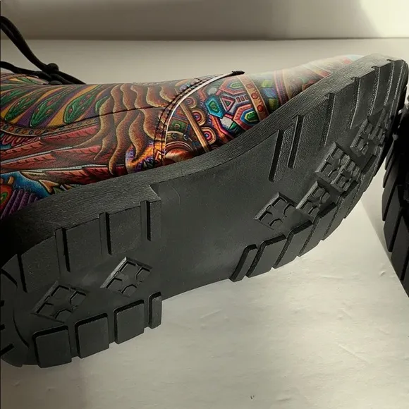 Colorful Graphic Vegan Leather Combat Boots